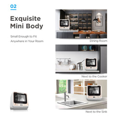 [Refurbished] Midea Benchtop Mini Dishwasher Multifunctional 3 Place Dish Washing Black