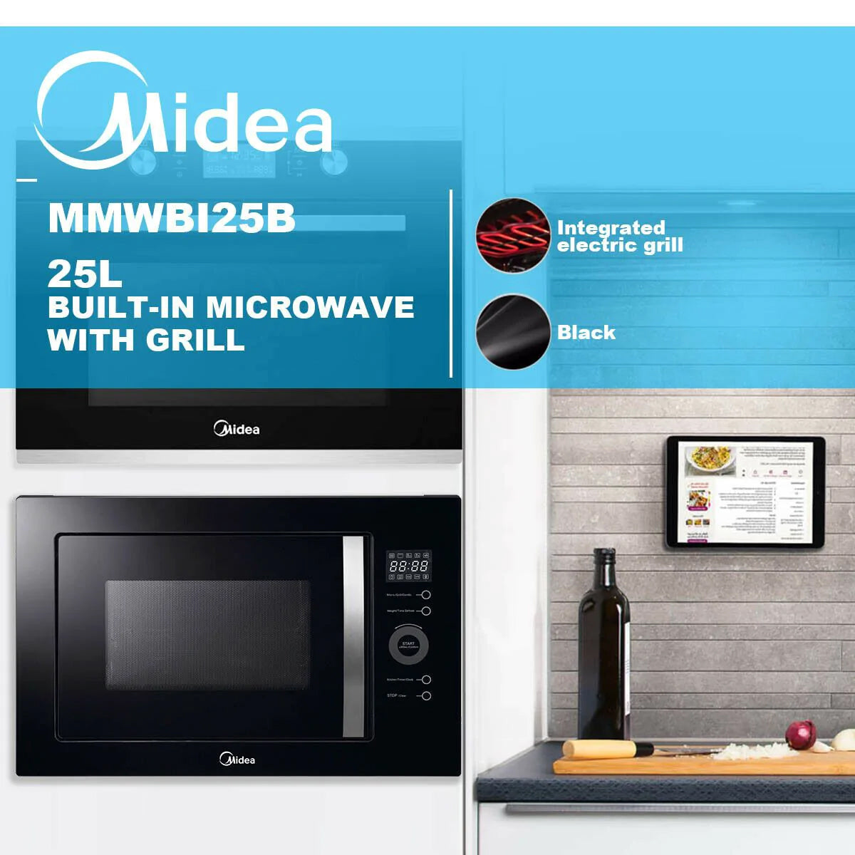 Midea 25L BL 嵌入式无框微波炉带烤架