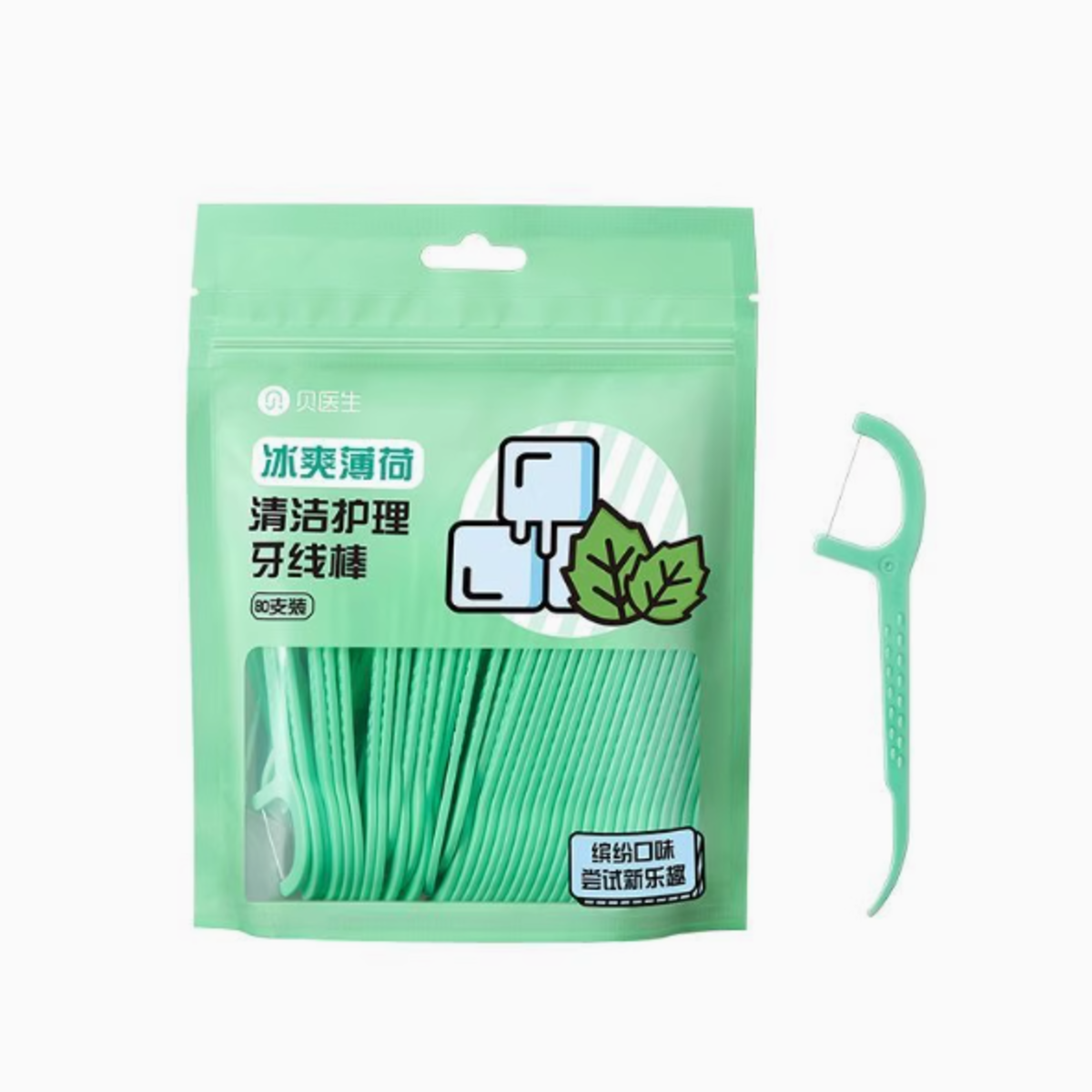 Dr.Bei Dental Floss Sticks(Fruit Flavor) 80 pieces (Mint)