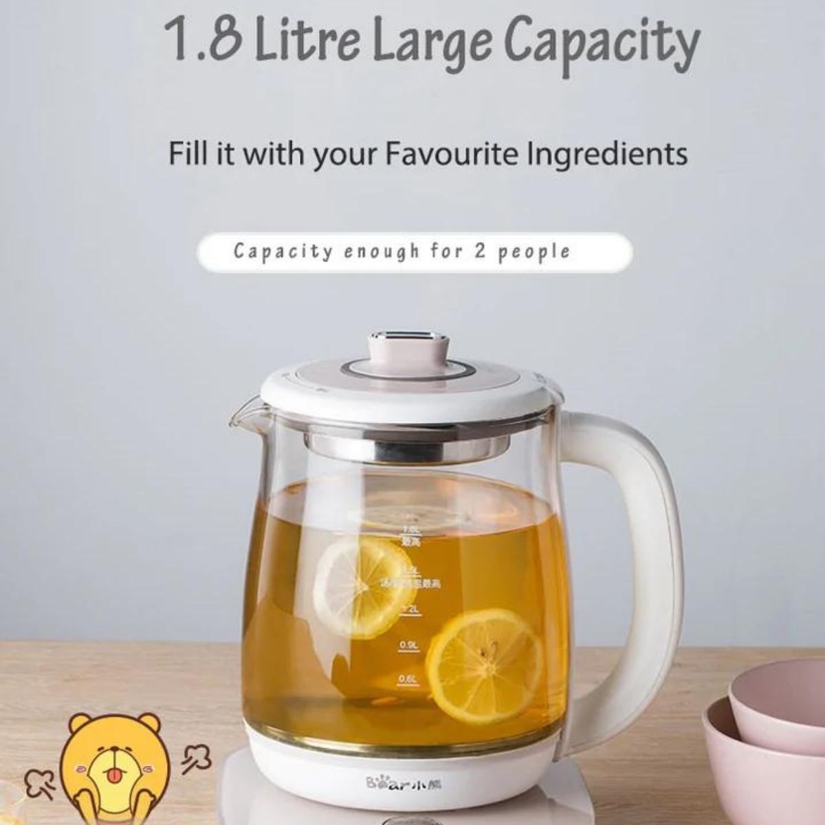 Bear Tea Glass Kettle Health Pot 1.8L